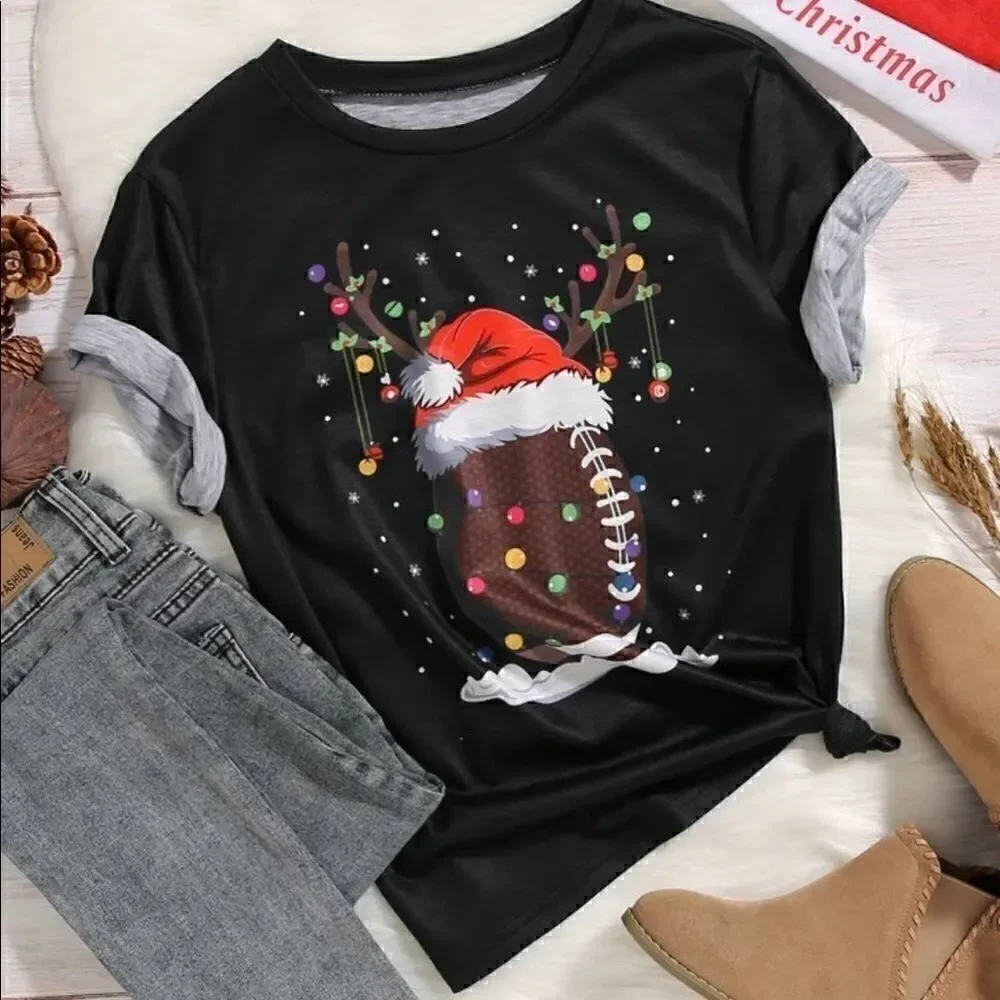Shein Christmas Roll up sleeve T shirt​​​​​​​​​​​​​​​​​​​​​